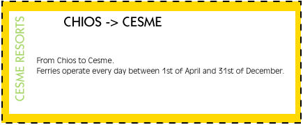 Ferry - Chios to Cesme - Cesme Hotels and Resorts, hotels in Cesme Turkey. Selected Cesme Hotels
